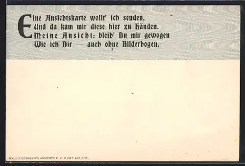 AK Ansichtskarte ohne Motiv mit Spruch Eine Ansichtskarte wollt` ich senden...