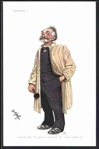 Künstler-AK Carl Josef Pollak: 898-1, alter Mann mit Mantel