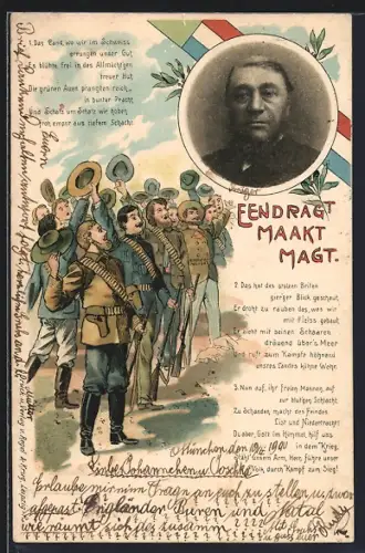 AK Jubelnde Burenkrieger und Porträt von Paul Krüger