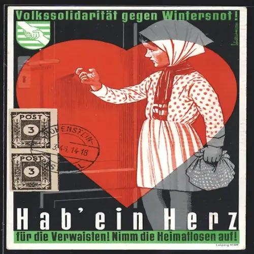 AK DDR-Propaganda, Volkssolidarität gegen Winternot, Hab ein Herz