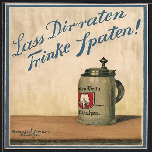 Künstler-AK Hamburg, Münchner Bräustüb'l von Oscar Sohm, Dammtorstr. 11, Bierkrug