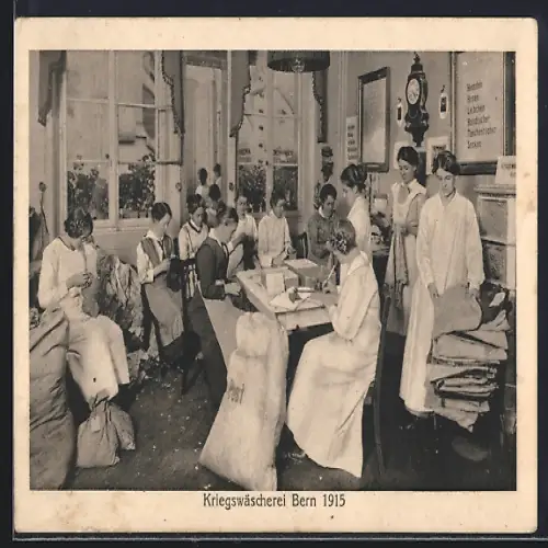 AK Bern, Frauen der Kriegswäscherei 1915