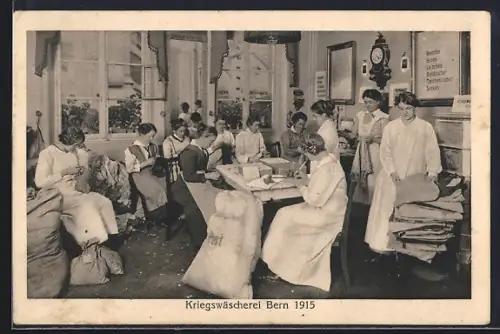 AK Bern, Frauen der Kriegswäscherei 1915