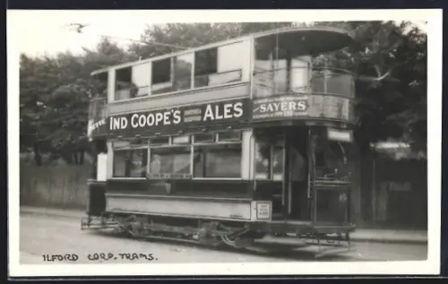 Foto-AK Ilford, Corporation Tramways, Open ends style truck 1920