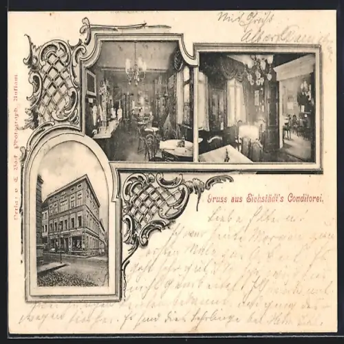 AK Anklam, Café und Conditorei von Theodor Eichstädt, Innenansichten