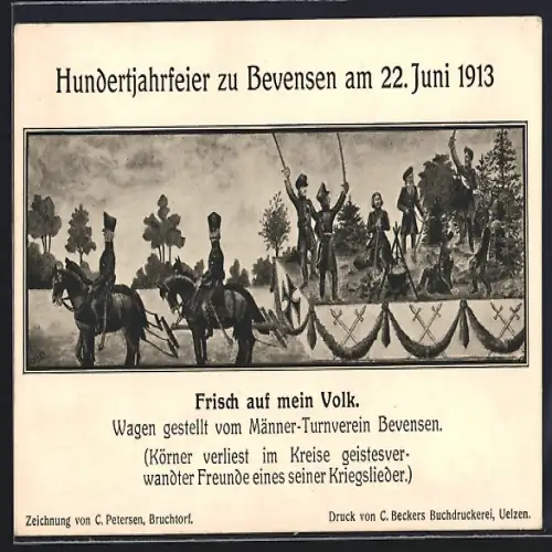 AK Bad Bevensen, Hundertjahrfeier zu Bevensen am 22. Juni 1913, Frisch auf mein Volk