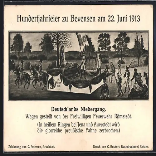 AK Bad Bevensen, Hundertjahrfeier zu Bevensen am 22. Juni 1913, Deutschlands Niedergang