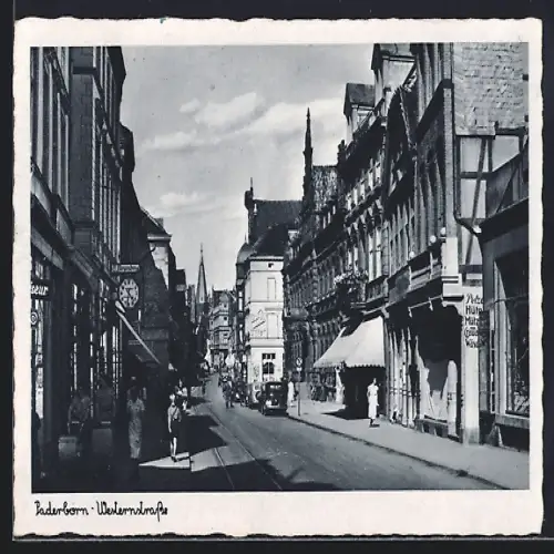 AK Paderborn, Westernstrasse mit Passanten