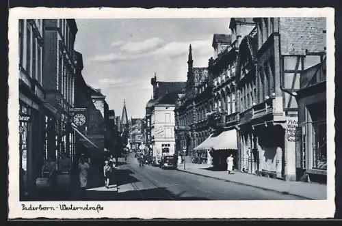 AK Paderborn, Westernstrasse mit Passanten