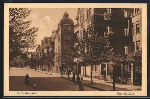 AK Berlin-Neukölln, Strassenpartie am Kranoldplatz