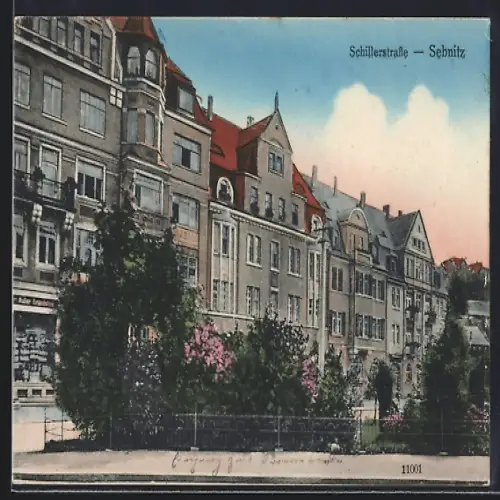 AK Sebnitz, Schillerstrasse mit Wohnhäusern