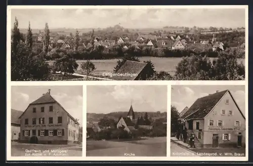 AK Langenbeutingen, Gasthaus und Metzgerei zur Krone von F. Amman, Kolonialwarenhandlung v. Wilh. Braun