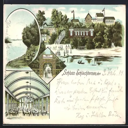 Lithographie Berlin-Zehlendorf, Gasthaus Schloss Schlachtensee
