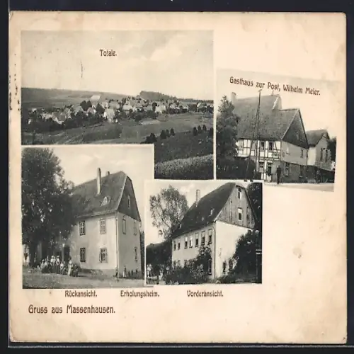AK Massenhausen / Waldeck, Gasthaus zur Post, Inh. Wilhelm Meier, Erholungsheim, Totale