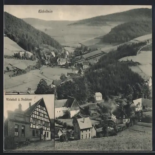 AK Kückelheim, Totalansicht mit Gasthaus A. Neuhäuser