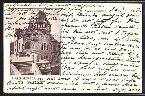 AK Neckargemünd, Haus Menzer, erbaut anno domini 1893