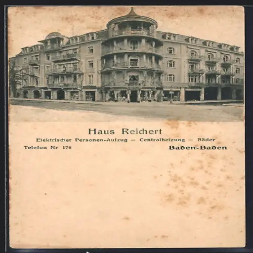 AK Baden-Baden, Hotel Haus Reichert mit Coiffeur