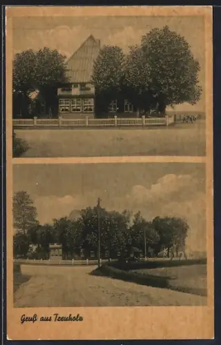 AK Rethwisch-Treuholz, Gasthof Lindenhof und Strassenpartie im Ort