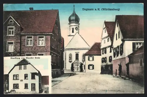 AK Degmarn a. K., Handlung von Theodor Greis, Blick auf die Kirche