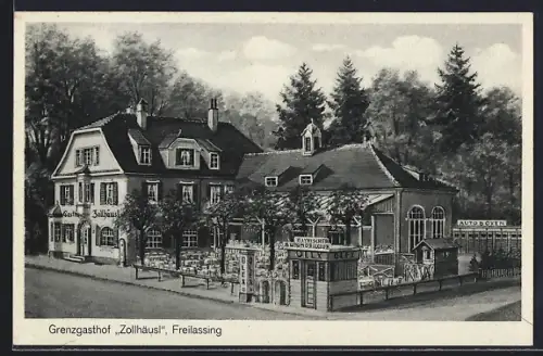 AK Freilassing, Gasthof Zollhäusl, Bes. J. u. E. Ernst, Bayerischer Automobilclub Olex