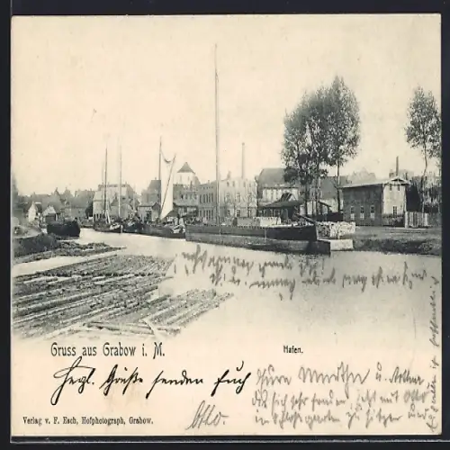 AK Grabow i. M., Blick zum Hafen