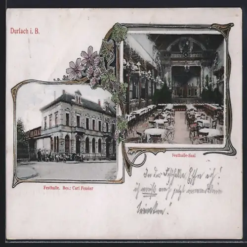 AK Durlach i. B., Gasthof Festhalle, Bes. Carl Fessler