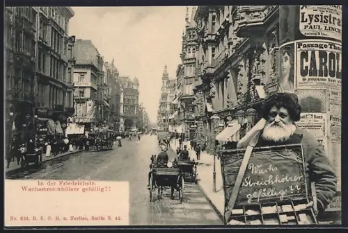 AK Berlin, Streichholzschachtelnverkauf in der Friedrichstrasse, Kuriosa