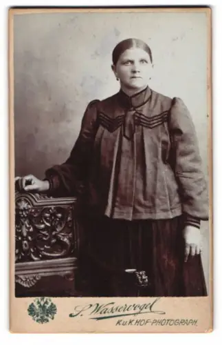 Fotografie S. Wasserwogel, Wien, Stefaniestrasse 2, Frau in festlicher Kleidung