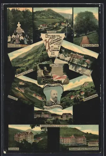 AK Alland, Heilanstalt, Totalansicht, Liege-Kur, Maschienenhaus, Chefarzt Dr. Jos. Sorgo