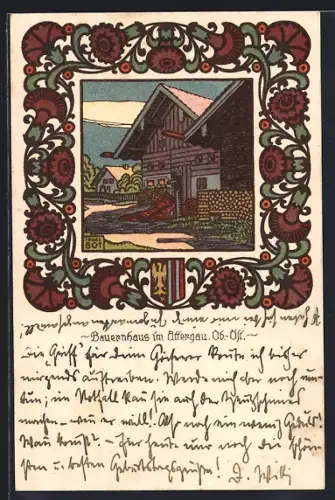Künstler-AK sign. Franz Bot: Bauernhaus im Attergau, Ober-Österreich