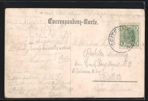 AK Dreistetten, L. Scherrer`s Gasthaus, Aussenansicht & Garten