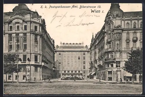 AK Wien, K. k. Postsparkassen-Amt, Biberstrasse 13