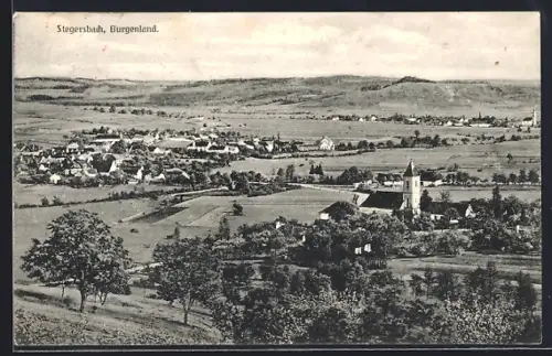 AK Stegersbach /Burgenland, Teilansicht mit Kirche