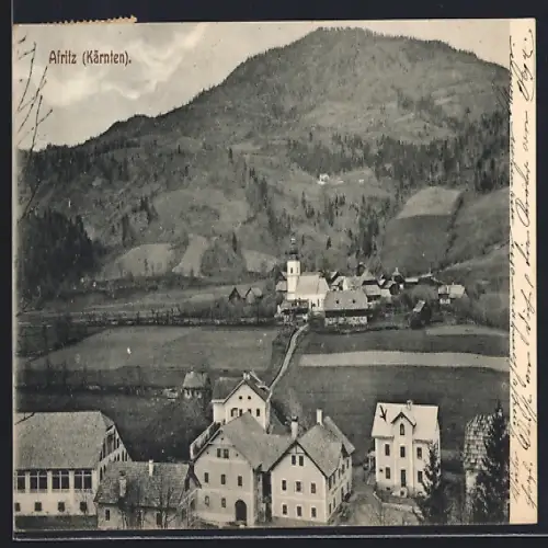 AK Afritz /Kärnten, Ortspartie mit Kirche