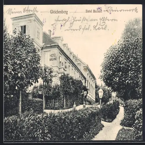 AK Gleichenberg, Wegpartie am Hotel Mailand