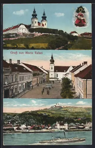 AK Maria Taferl, Marktplatz mit Kirche, Panorama