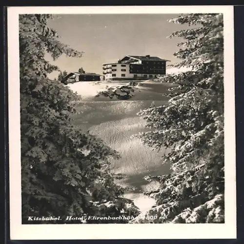 AK Kitzbühel, Hotel Ehrenbachhöhe im Winter