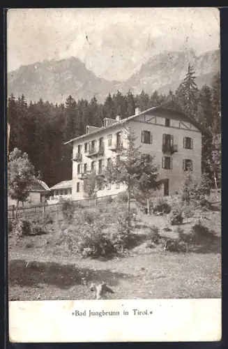 AK Tristach, Blick zum Gasthaus Bad Jungbrunn
