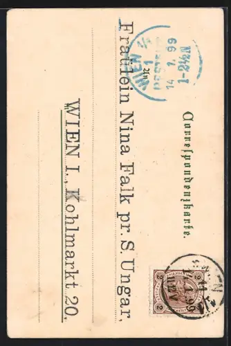 Künstler-AK Dürnstein, Wegpartie an der Ruine