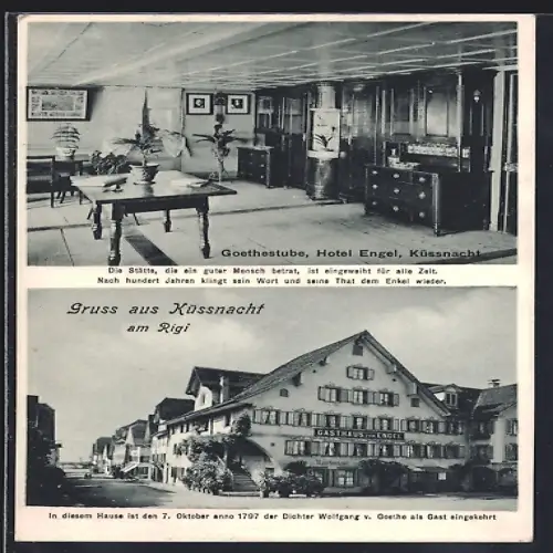 AK Küssnacht am Rigi, Hotel Gasthaus zum Engel, Goetestube, Innenansicht