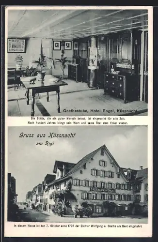 AK Küssnacht am Rigi, Hotel Gasthaus zum Engel, Goetestube, Innenansicht