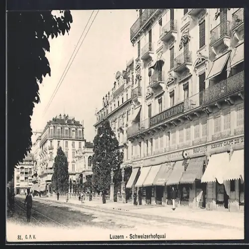 AK Luzern, Schweizerhofquai mit Hotel Schweizerhof