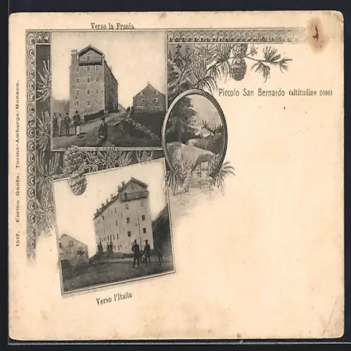 AK Piccolo San Bernardo, Panorama, Verso la Frania, Verso l`Italia