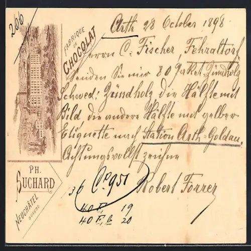 Lithographie Neuchâtel, Fabrique de Chocolat Ph. Suchard