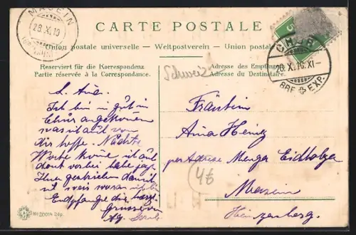 AK St. Gallen, Ortsansicht, Schweizerin mit Korb, Wappen der Kantone