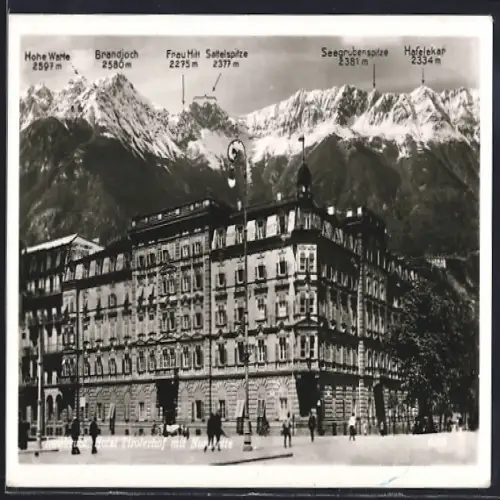 AK Innsbruck, Hotel Tirolerhof mit Nordkette