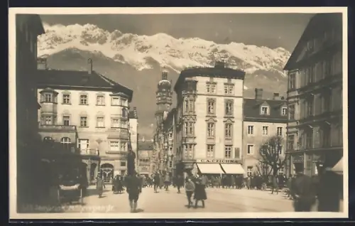 AK Innsbruck, M. Theresienstrasse mit Geschäften