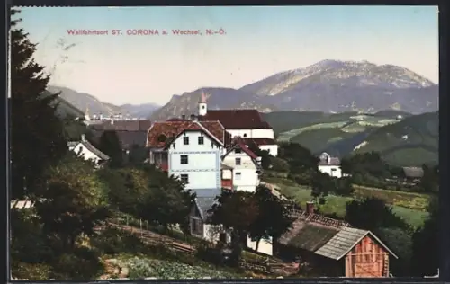AK St. Corona a. Wechsel, Ortsansicht im Bergpanorama