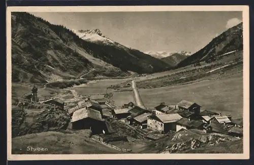 AK Stuben am Arlberg, Ortsansicht am Scesaplana