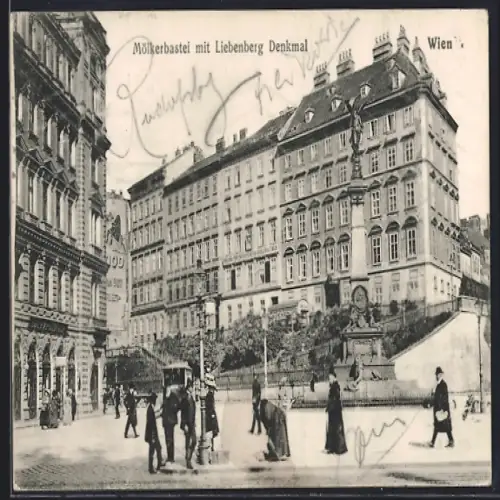 AK Wien, Mölkerbastei mit Liebenberg-Denkmal